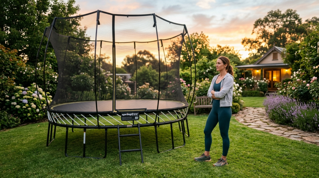 Wide-angle lifestyle photograph of a fit adult in casual ath