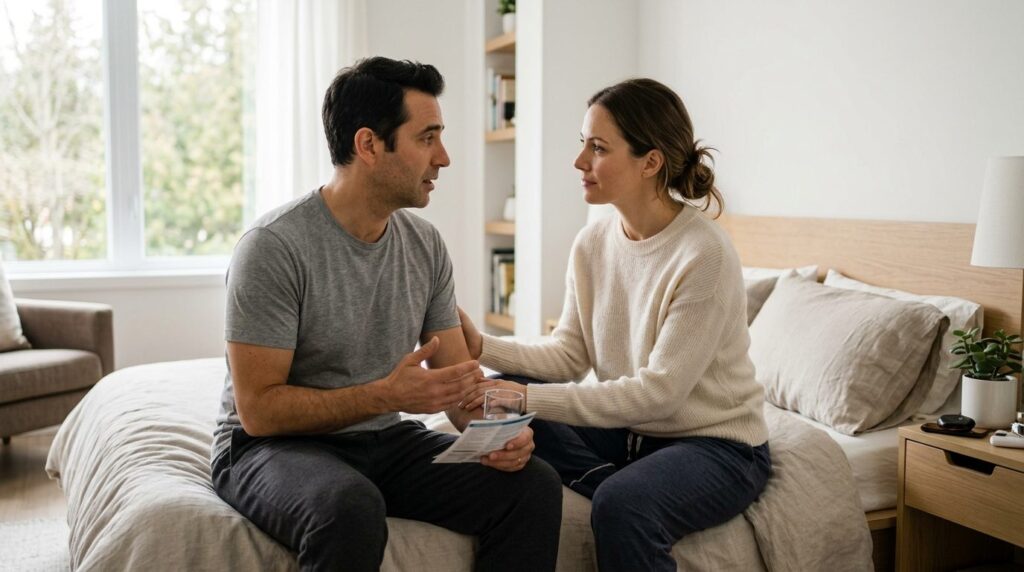 Professional photorealistic stock image, 16:9 ratio. Couple 
